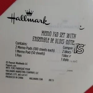 Hallmark | Office | New Snoopypeanuts Memo Pad Set With Pen | Poshmark